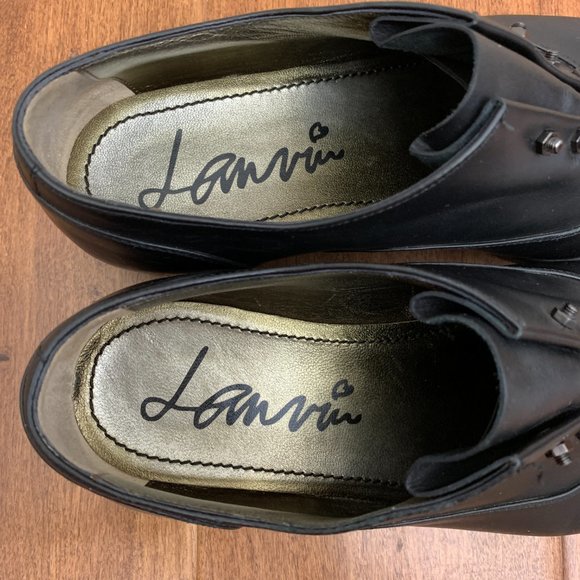 LANVIN Authentic Womens Size 36.5 Black Leather Laceless Oxfords - Picture 8 of 15